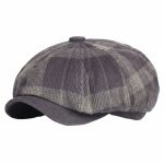 Casquette gavroche velours carreaux gris studio