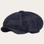 Casquette gavroche velours carreaux noir