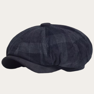 Casquette gavroche velours carreaux noir
